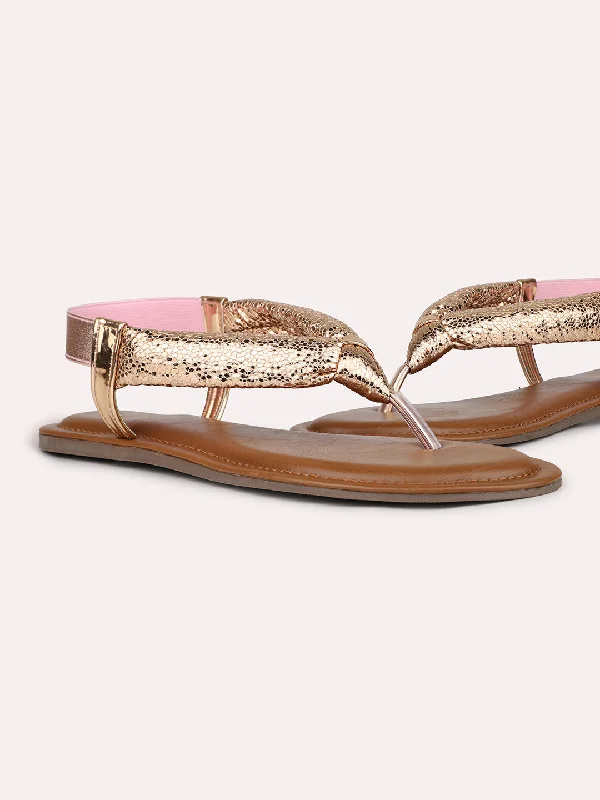 trendy flats for students-Womens Rose Gold Casual Solid Round Toe Flats