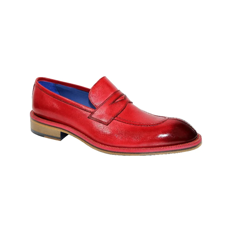 Loafers with sleek charm-Emilio Franco Mirko Men's Shoes Red Calf-Skin Leather Loafers (EF1176)