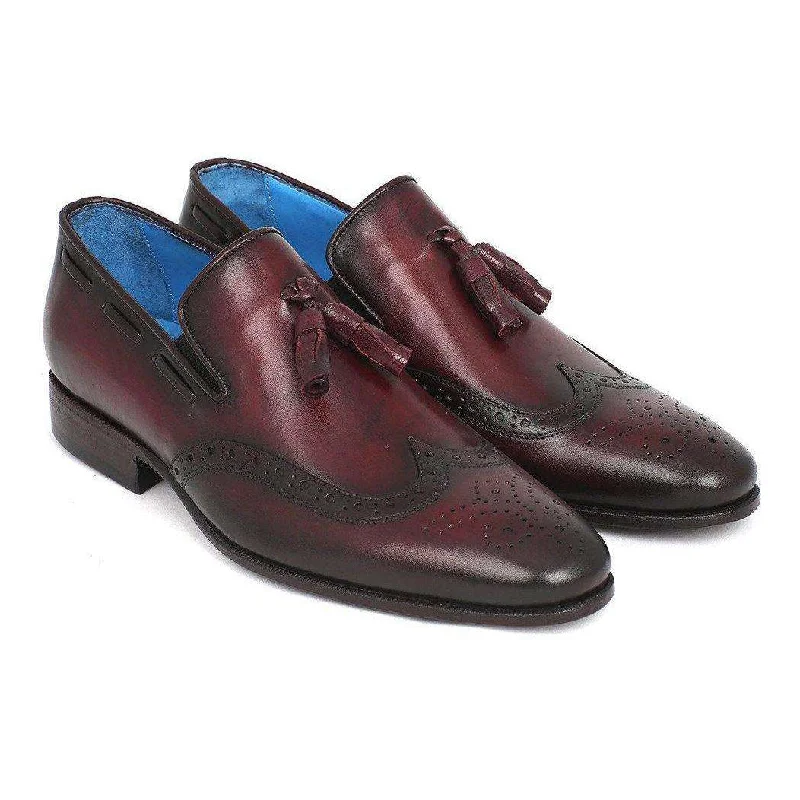 Loafers with chic details-Paul Parkman Handmade Designer Shoes Men's Wingtip Tassel Bordeaux Loafers (PM5464)