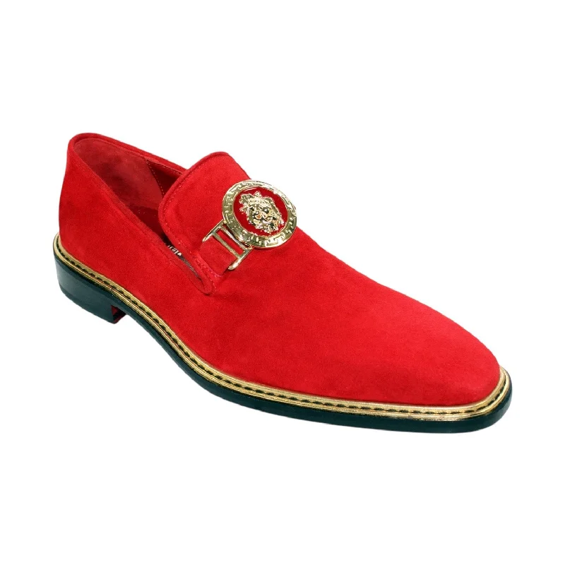 Loafers for weekend charm-Emilio Franco EF102 Men's Shoes Red Suede Leather Formal Loafers (EFC1009)