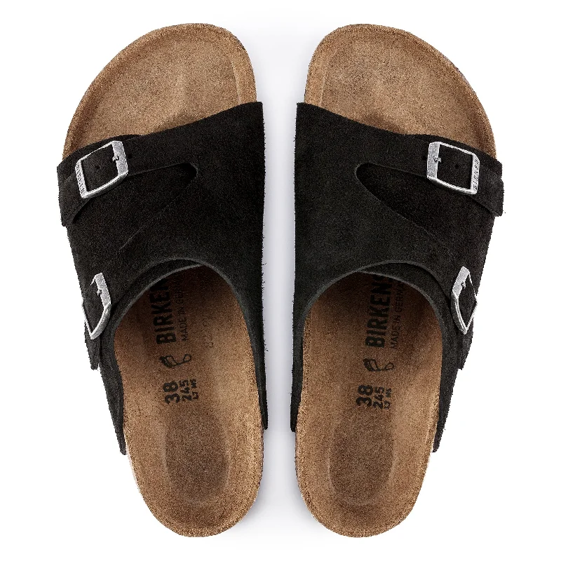 Sandals with marble textures-ZURICH - BLACK - SUEDE