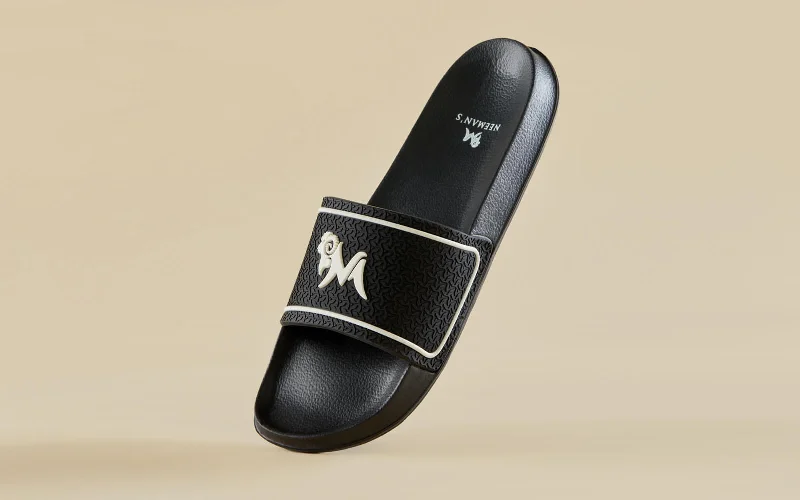 kids’ bunny slippers-Signature Slides : Coal Black