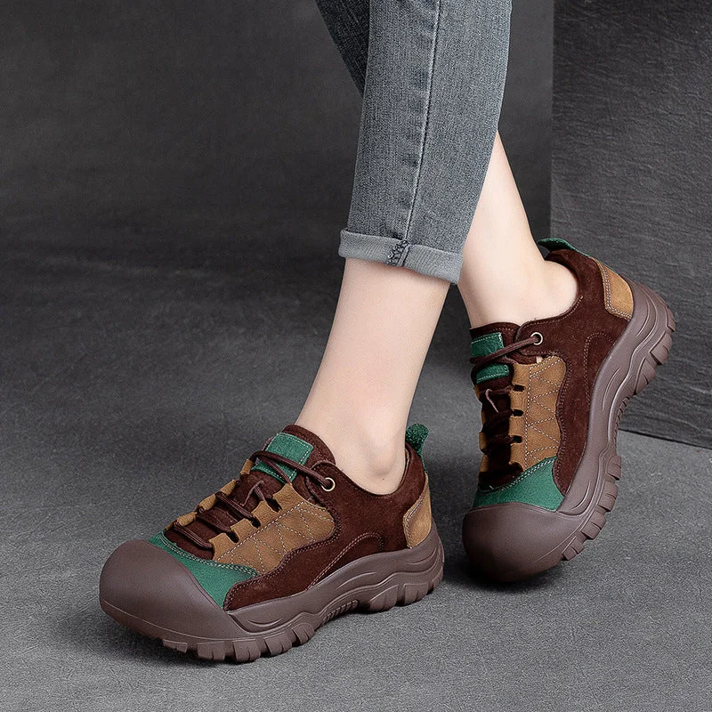 Casual shoes for relaxed comfort -Women Retro Patchwork Leather Casual Shoes