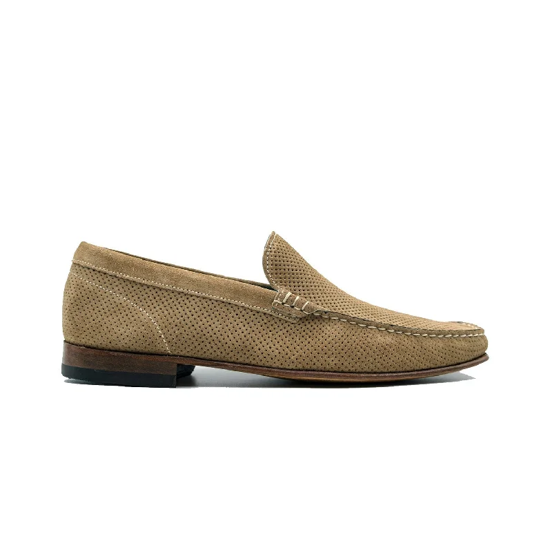 Loafers for long days-Giovacchini Diego Men's Shoes Havana Perforated Suede Leather Slip-On Loafers (GVCN1014)