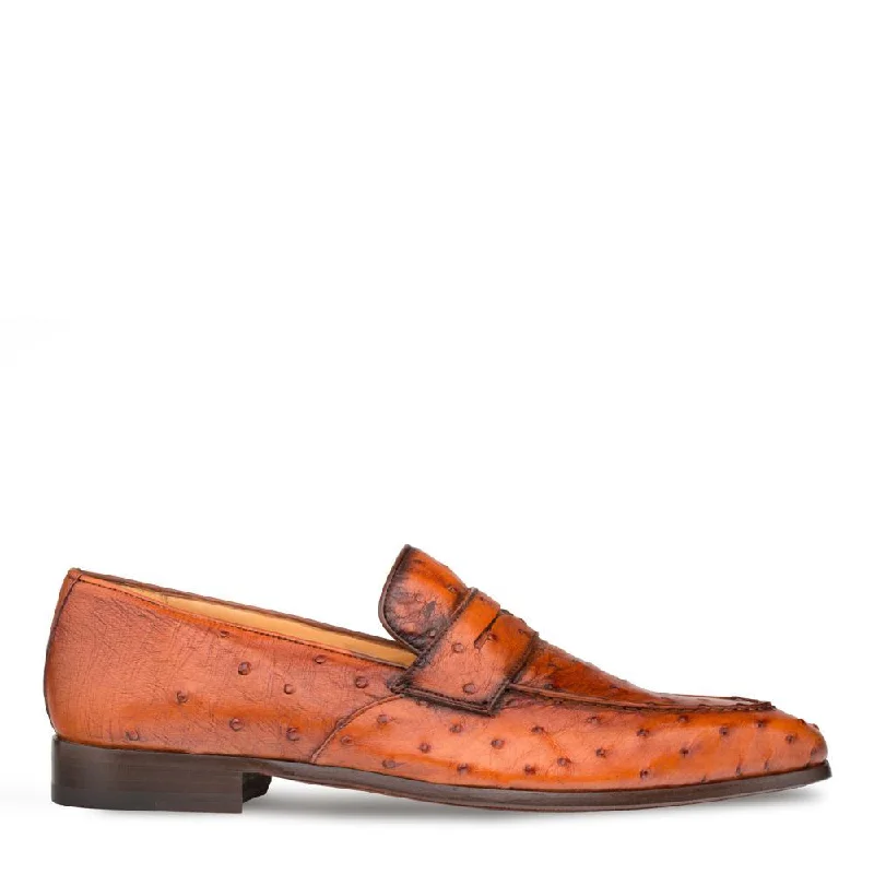 Loafers with bright charm-Mezlan Lisbon Men's Designer Shoes Brandy Ostrich Loafers 4561-S (MZ3129)