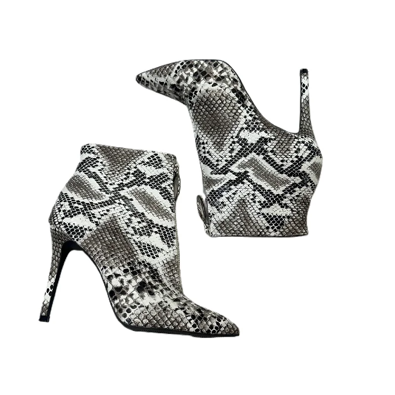 plush knee-high boots-Boots Ankle Heels By Venus In Snakeskin Print, Size: 8.5