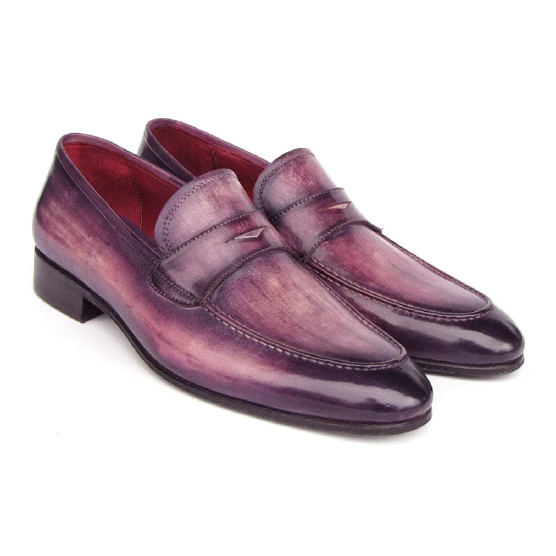 Loafers with fun patterns-Paul Parkman 17PRP33 Men's Shoes Purple Patina Leather Penny Loafers (PM6419)