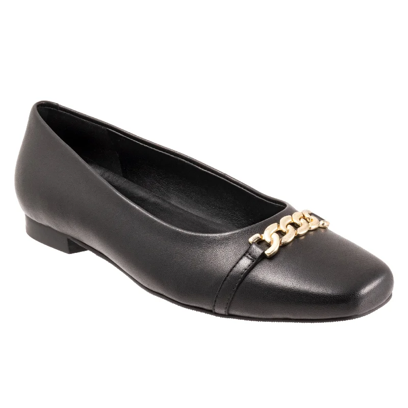 flats with cozy interiors-Harmony Black Low Heel Slip-on Shoes