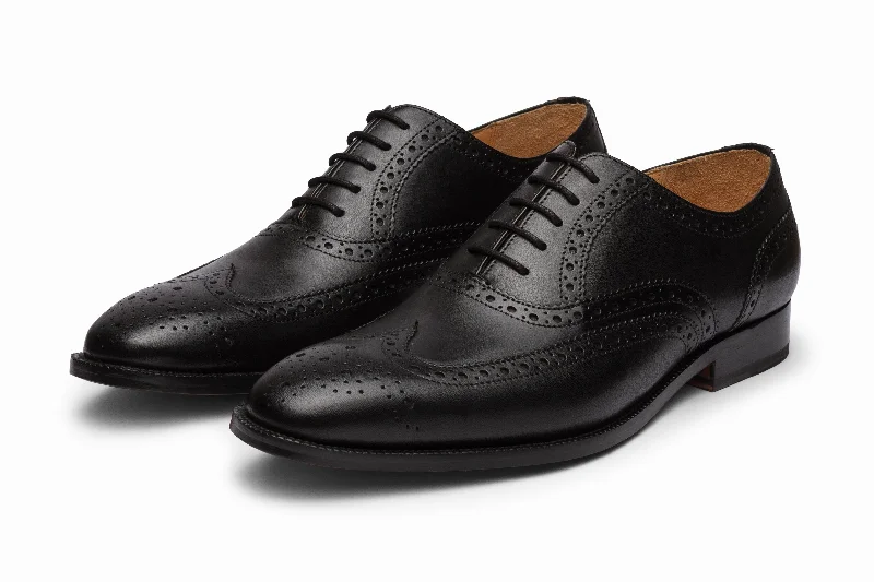 How to wear Oxfords with maxi dresses-Full Brogue Wingtip Oxford - Black