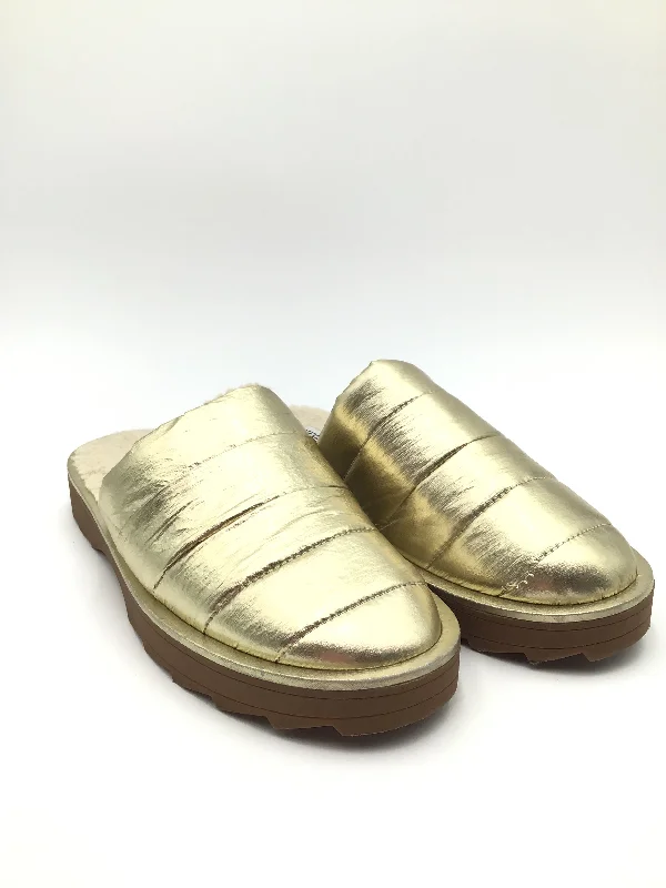 flats for small budgets-Shoes Flats By Steve Madden In Gold, Size: 9