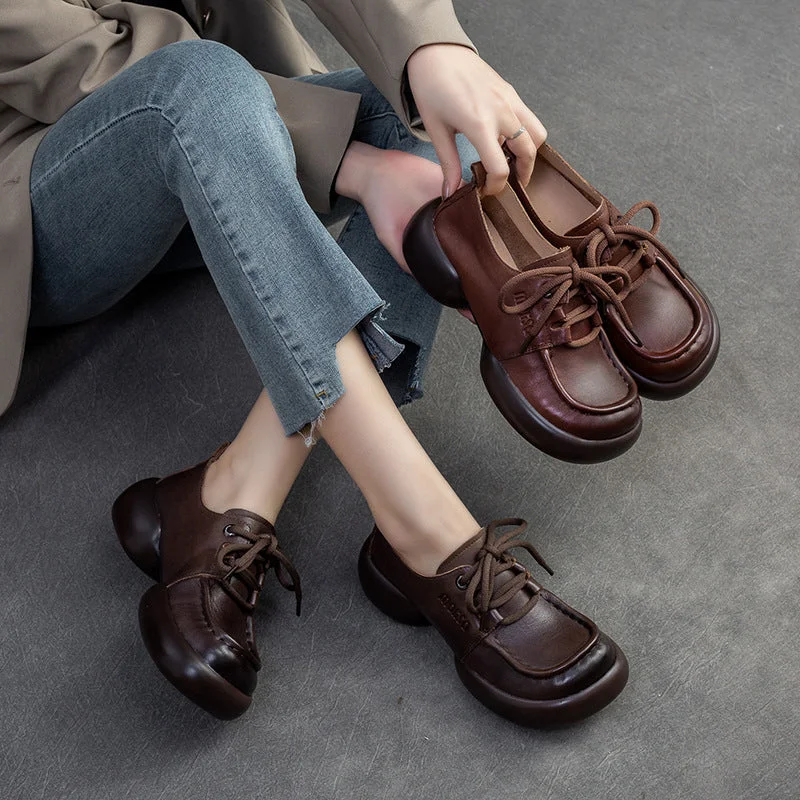 Casual shoes with stylish upper -Women Retro Leather Handmade Soft Casual Shoes