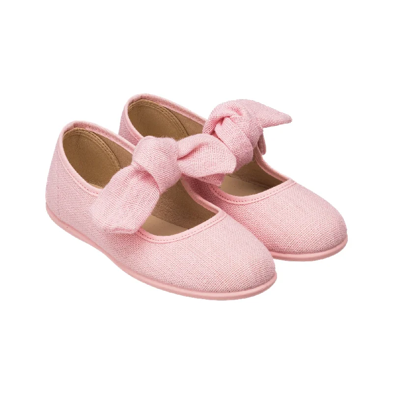 Mary Jane shoes for daily comfort-Linen Bow Mary Jane Pink