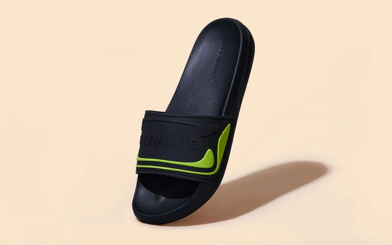 organic cotton slippers-Travel Slides : Black-Neon