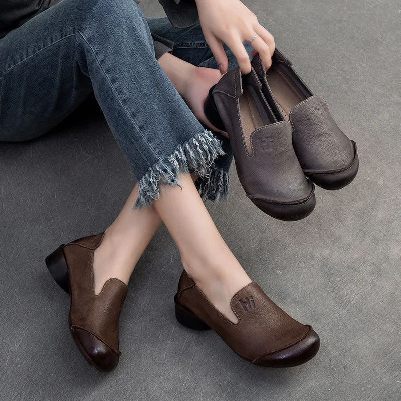 Casual shoes with lightweight cut -Women Retro Soft Leather Minimalist Casual Shoes