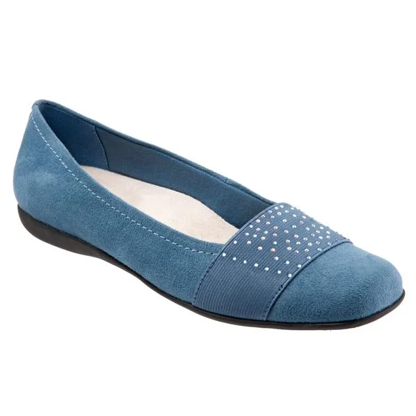 flats near local cafes-Samantha Blue Micro Ballet Flat Shoes