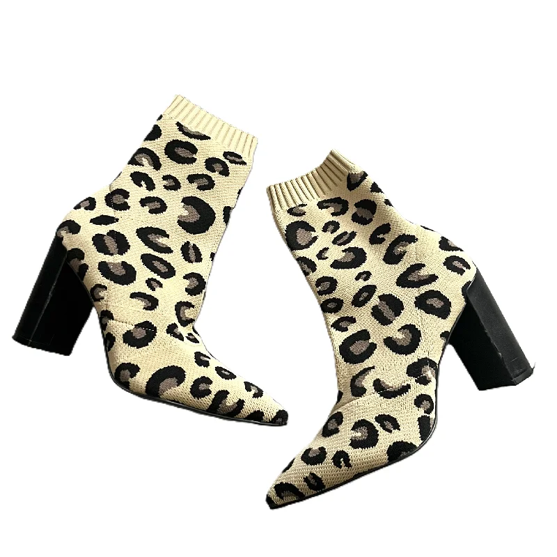 durable combat boots-Boots Ankle Heels By Chinese Laundry In Animal Print, Size: 7.5