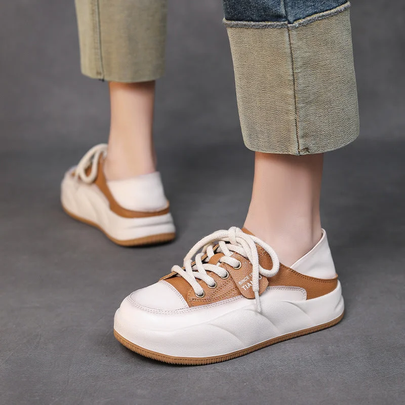 Casual shoes with durable cut -Women Fashion Soft Leather Casual Shoes