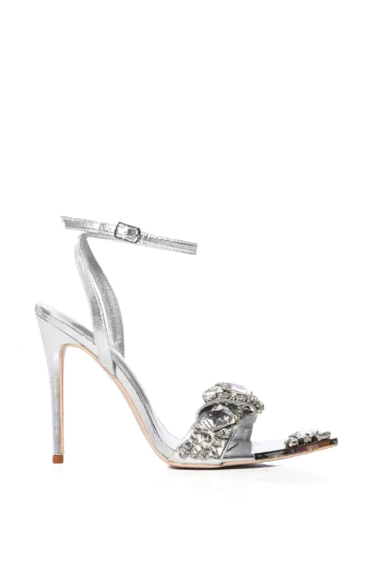 Best sandals for stylish comfort-TILLY SILVER POINTED TOE OPEN SANDAL