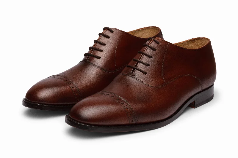 Oxfords with gold accents-Quarter Brogue Oxford - Brown