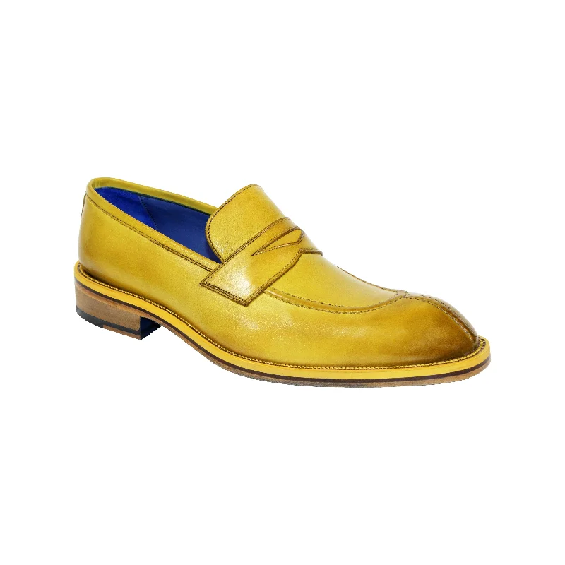 Loafers for long journeys-Emilio Franco Mirko Men's Shoes Yellow Calf-Skin Leather Loafers (EF1178)