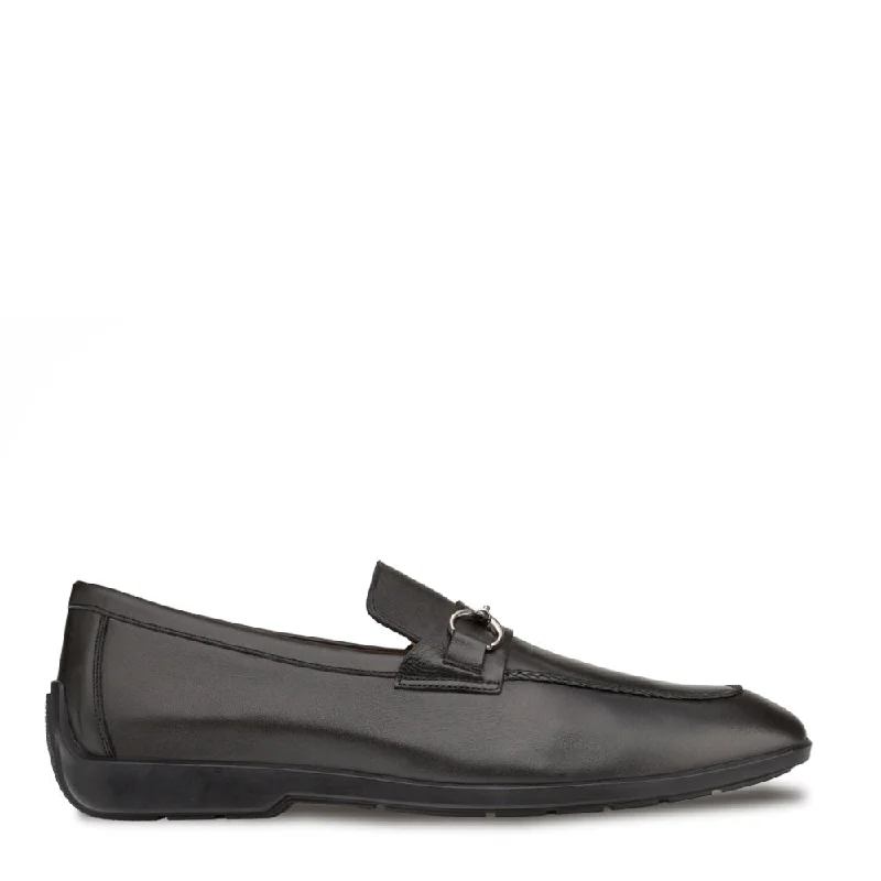 Loafers for long vibes-Mezlan R20268 Men's Shoes Black Italian Calfskin Leather Apron Ornament Loafers (MZ3495)