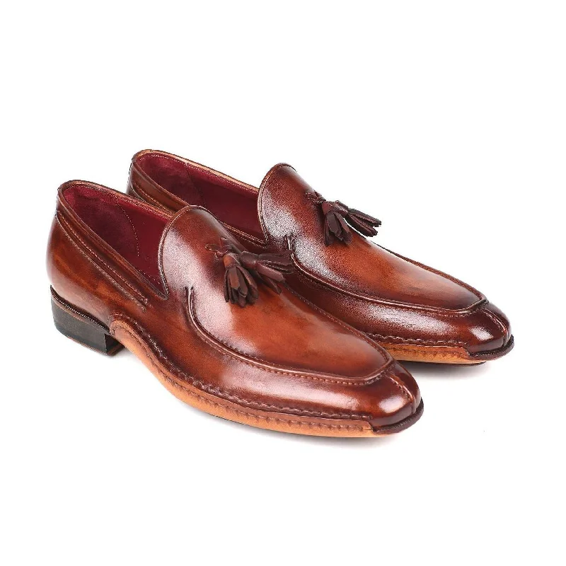 Loafers for busy days-Paul Parkman Handmade Designer Shoes Men's Brown Hand-Sewn Calf-skin Leather Tassel Loafers 082-BRW (PM5909)