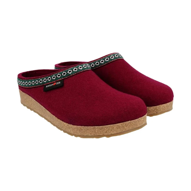 soft silent slippers-Haflinger Classic Wool Grizzly Clog - Bordo