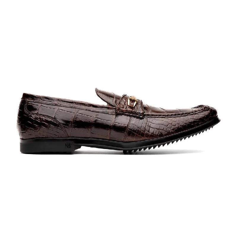 Loafers with tough soles-Marco Di Milano Hugo Men's Shoes Exotic Alligator Stylish Horsebit Loafers (MDM1041)