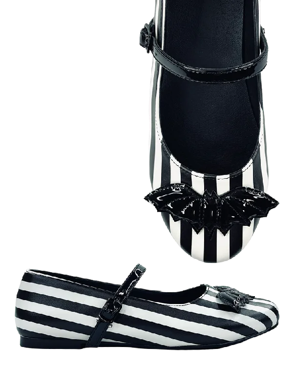 Mary Jane shoes for active wear-MARY JANE BAT STRIPE - WHITE/BLACK