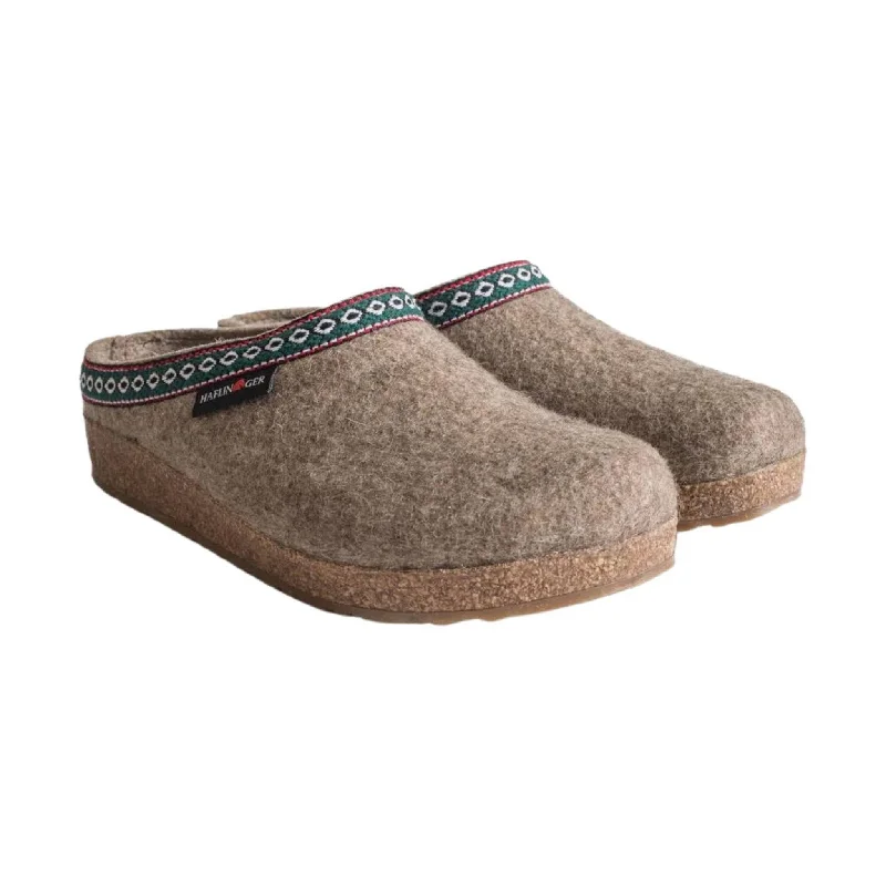 elderly anti-fall slippers-Haflinger Classic Wool Grizzly Clog - Earth