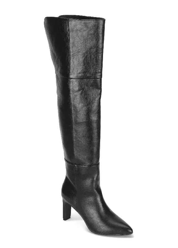 outdoor snow boots-Over-The-Knee Boots - Black