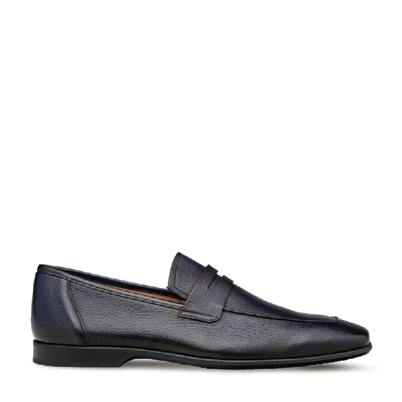 Loafers for spring charm-Mezlan E20693 Men's Shoes Navy Deer-Skin Leather Penny Loafers (MZ3603)