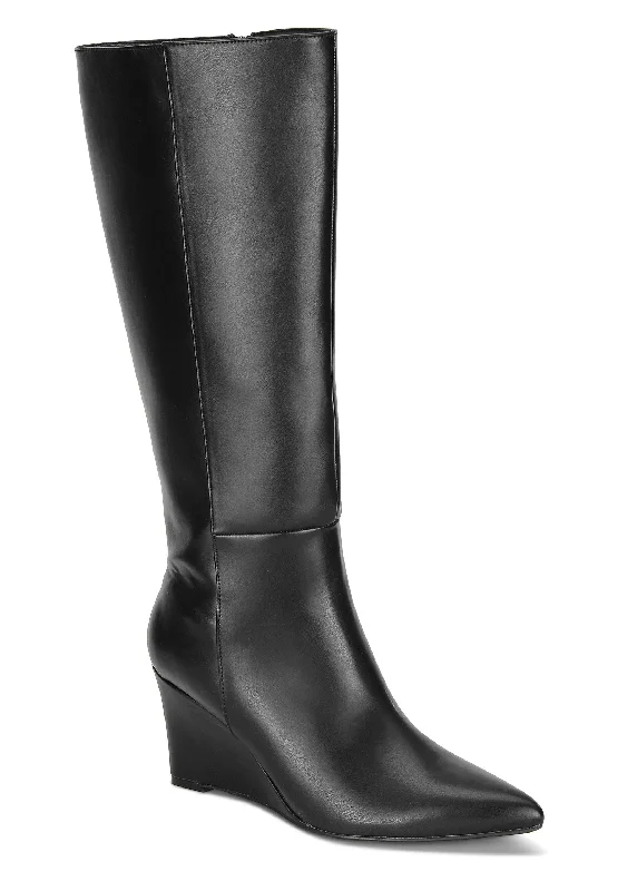 chic heeled boots-Tall Wedge Boots - Black