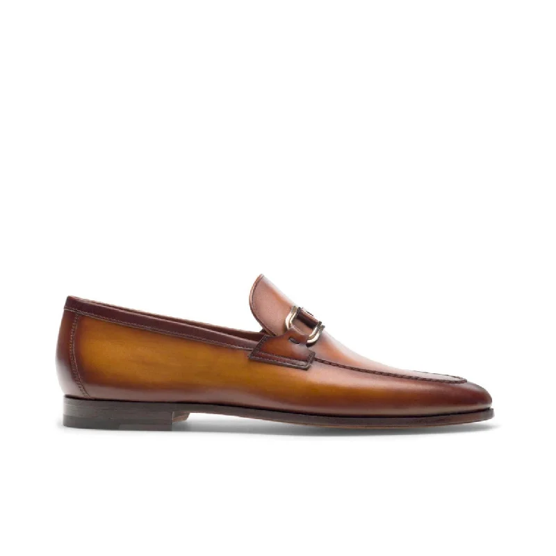 Loafers for summer evenings-Magnanni Silvano 24385 Men's Shoes Cuero Tan Calf-Skin Leather Buckle Slip-On Loafers (MAGS1140)