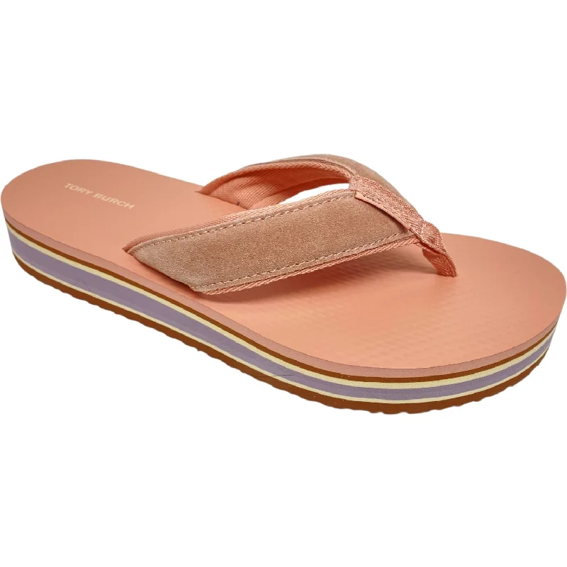 Affordable sandals for travel-Sandals Designer By Tory Burch In Pink, Size: 9