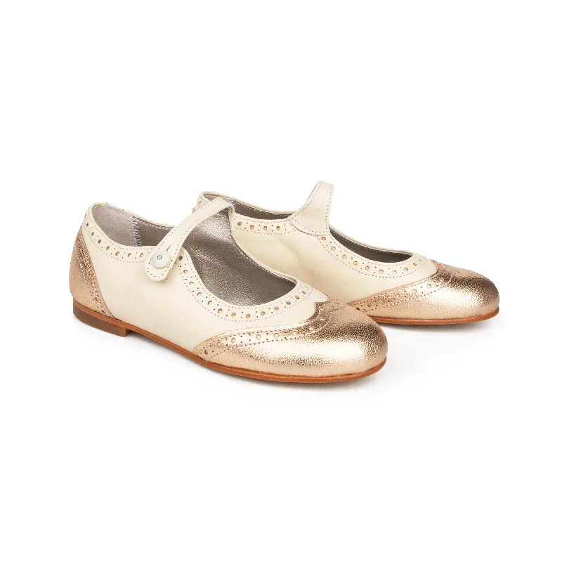 Best Oxfords for versatile style-LMDI Ivory Rose Gold Oxford Mary Jane 138739D