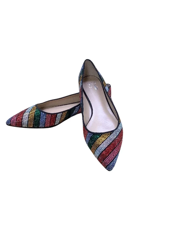 best flats for durability-Shoes Flats By Mix No 6 In Rainbow Print, Size: 9.5