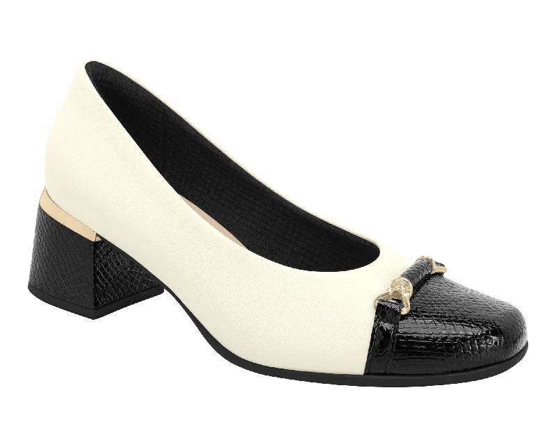 high heels for urban style-Piccadilly Ref: 748010 Piccadilly Court Shoe! Slip into style with this wide feet-friendly stretch material, complete with a medium heel and a chic lizzard texture in classic black & white.