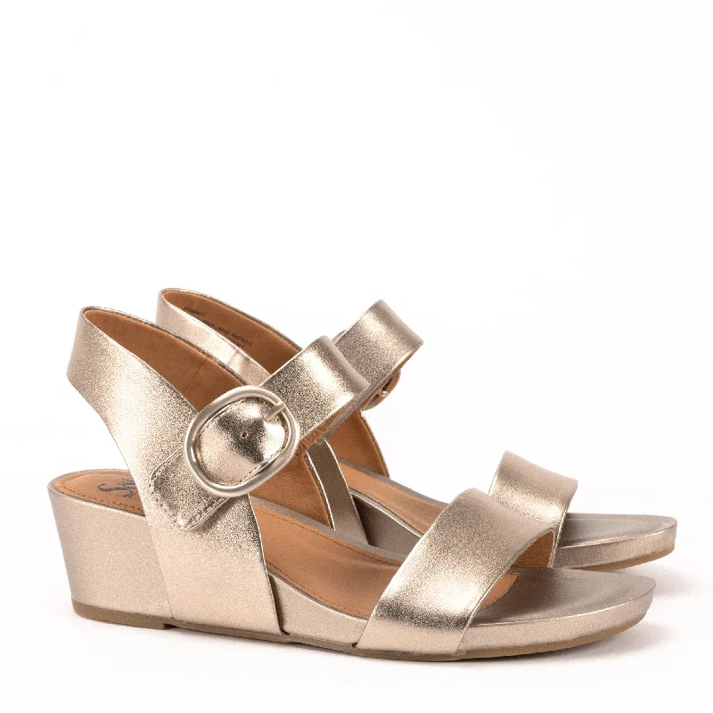 Sandals with mom jeans-VAYA - GOLD - LEATHER