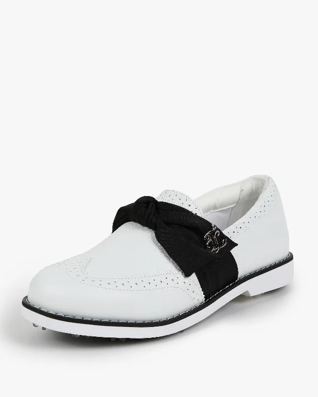 Oxfords with silver details-Ribbon Oxford Golf Shoes - White