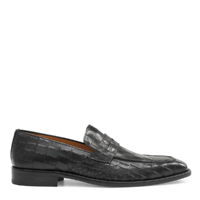 Loafers for long charm-Mezlan 19542 Men's Shoes Crocodile Print / Calf-Skin Leather Penny Loafers (MZ3291)