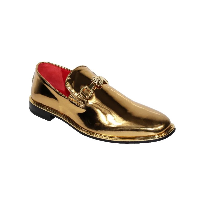 Loafers with cozy padding-Emilio Franco EF335 Men's Shoes Gold Calf Mirror Finish Formal Loafers (EFC1034)