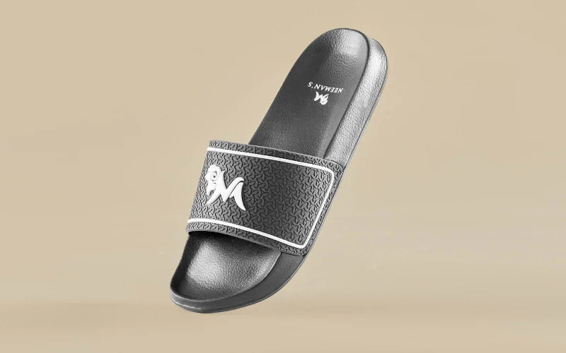 men’s comfy slippers-Signature Slides : Anchor Grey