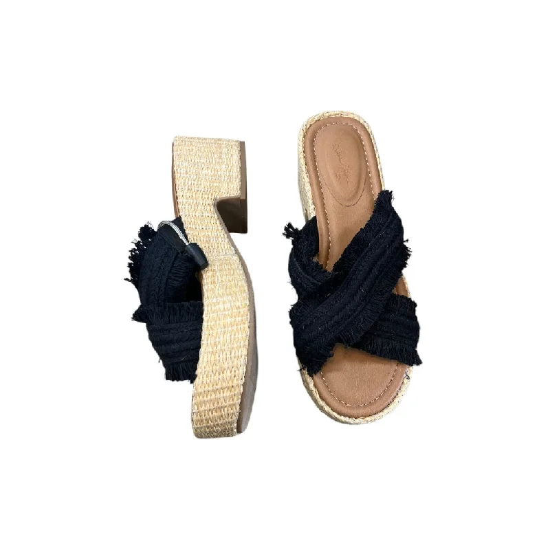 How to style sandals with fringes-Sandals Heels Wedge By Universal Thread In Black, Size: 10