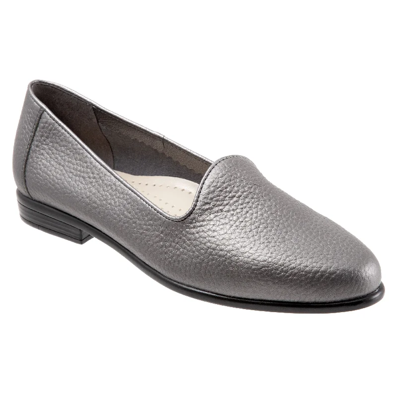 affordable flats for retirees-Liz Tumbled Pewter Slip-on Shoes