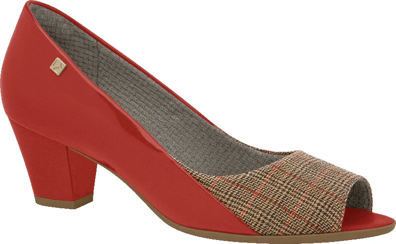 trendy high heels for artists-Piccadilly 714088-1110 Women Peep Toe Mid Heel Red