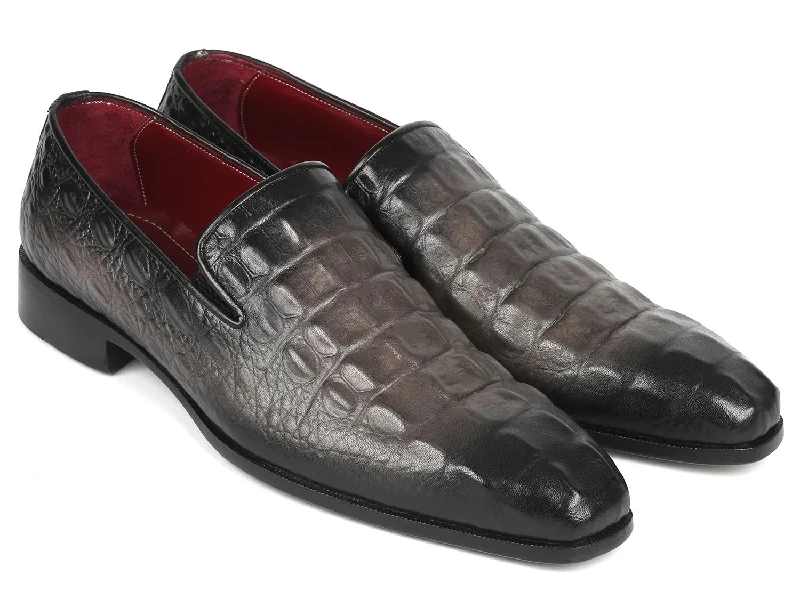 Loafers for busy charm-Paul Parkman Gray Crocodile Loafers