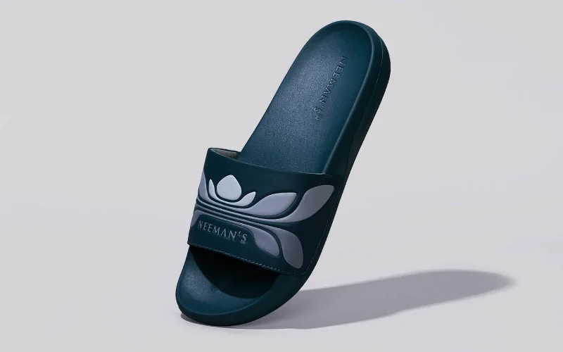 women’s stylish slippers-Breather Slides (Men Exclusive) : Teal-Grey