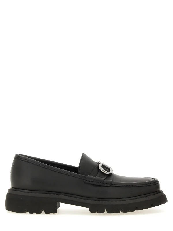 Casual shoes for everyday charm -Ferragamo Elegant Leather Moccasin with Gancini Hook