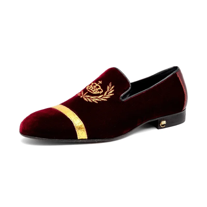 Loafers with casual dates-Mauri Crown 3296 Men's Shoes Ruby Red Alligator / Velvet / Nappa Leather Slip-On Loafers (MA5569)